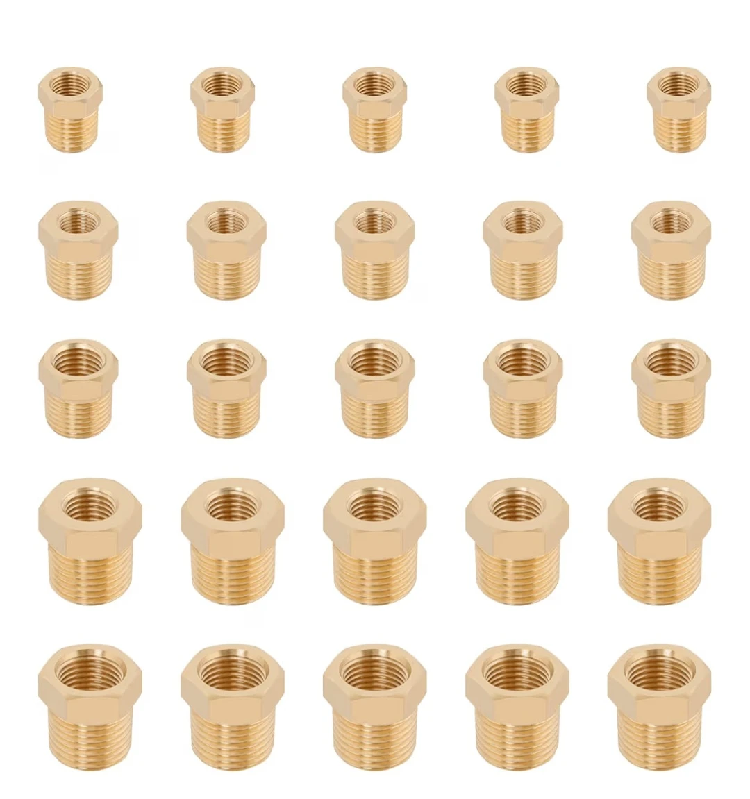 KOOTANS 25PCS Brass Hex Bushing Kit Brass Pipe Fittings - photo 2