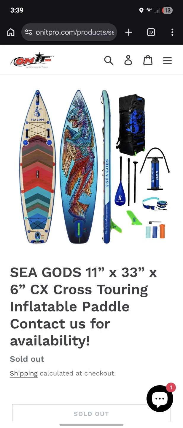 Sea Gods 11' x 33" x 6" CX Cross Touring Inflatable Paddle Board