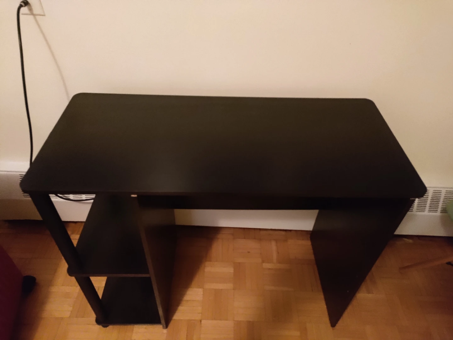 Dark Brown Compact Desk with Shelf