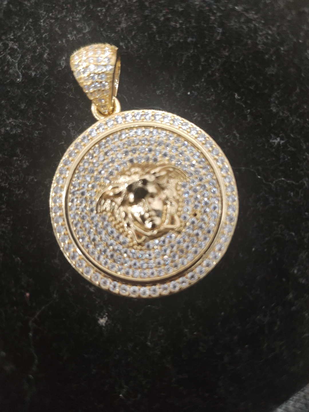 Gold Medusa Medallion Pendant with CZ Stones - photo 5