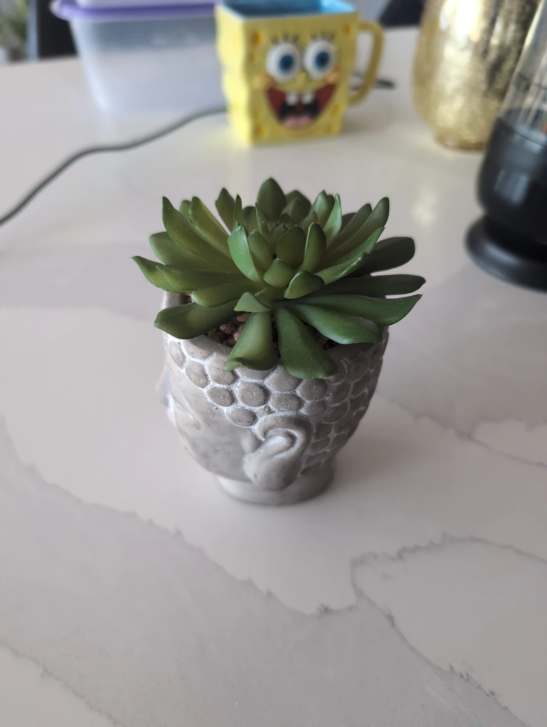 Buddha Head Planter with Fake Succulent - photo 2