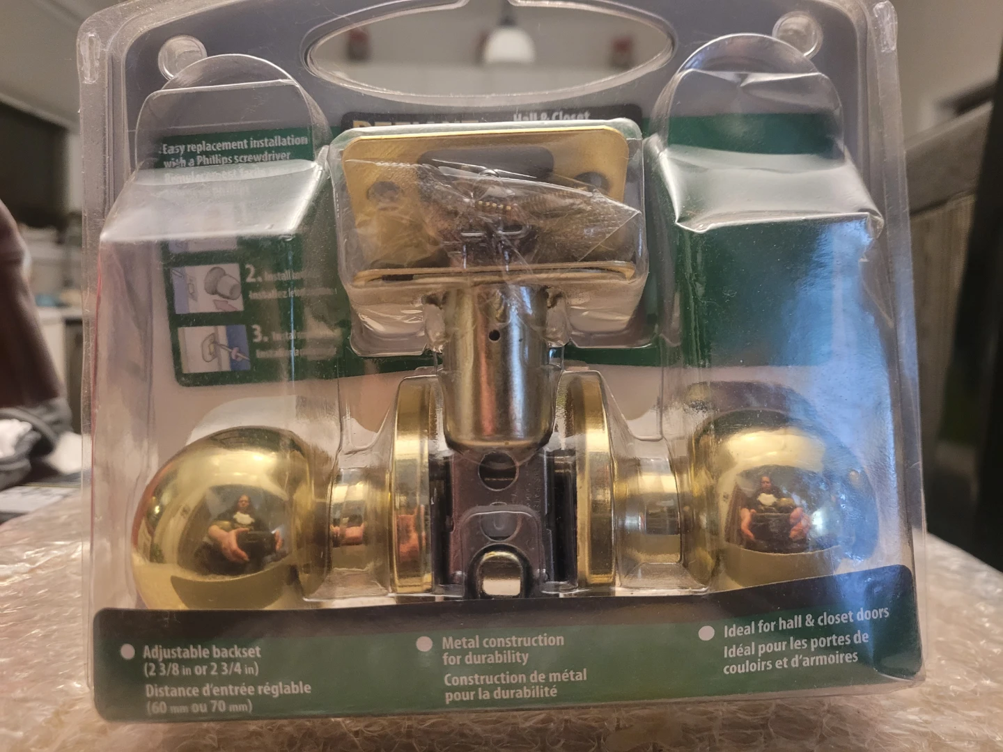 Defiant Polished Brass Hall & Closet Non-Locking Door Knobs - photo 2