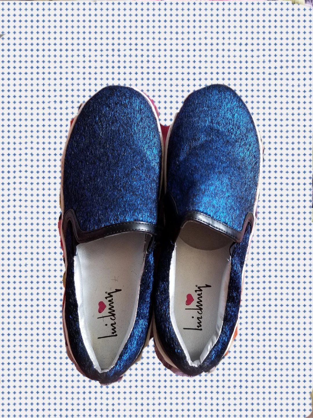NWOT Women's Blue Sparkle Slip-on Shoes