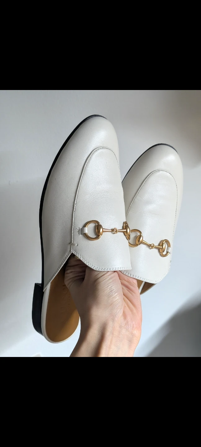 White Leather Gucci Mules loafers Vintage - Size 37