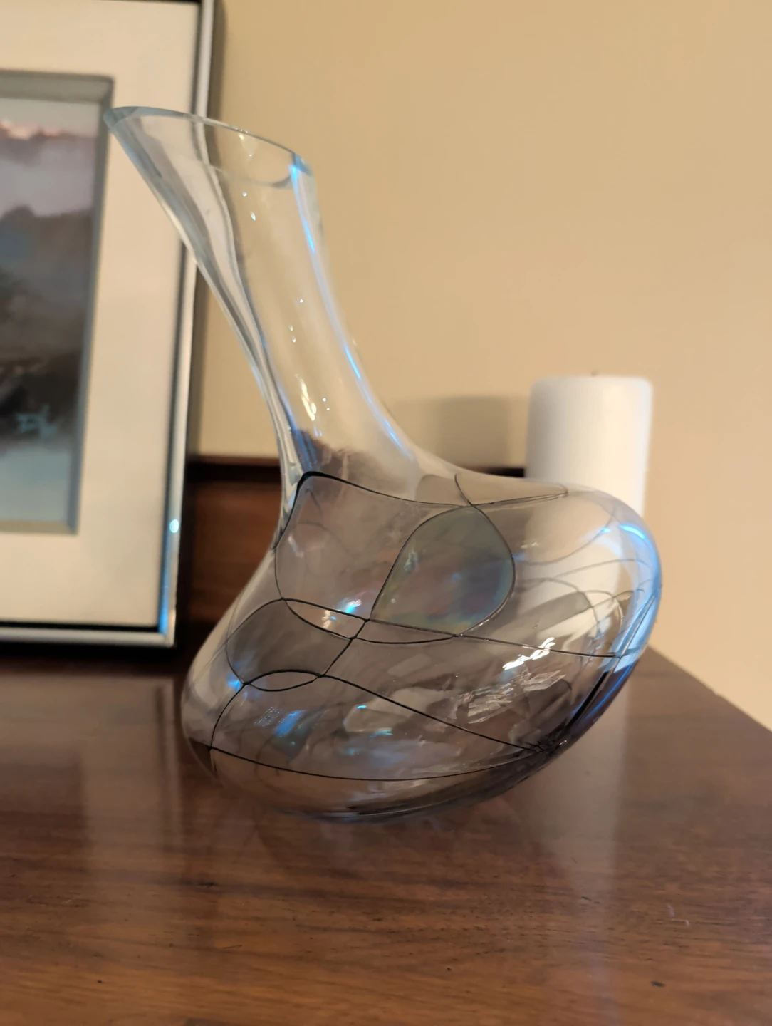 Glass Decanter with Abstract Design