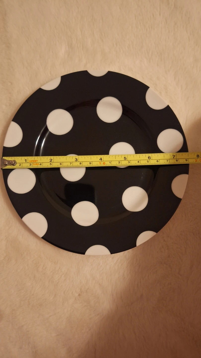 Set of 4 Black and White Polka Dot Plates - photo 2