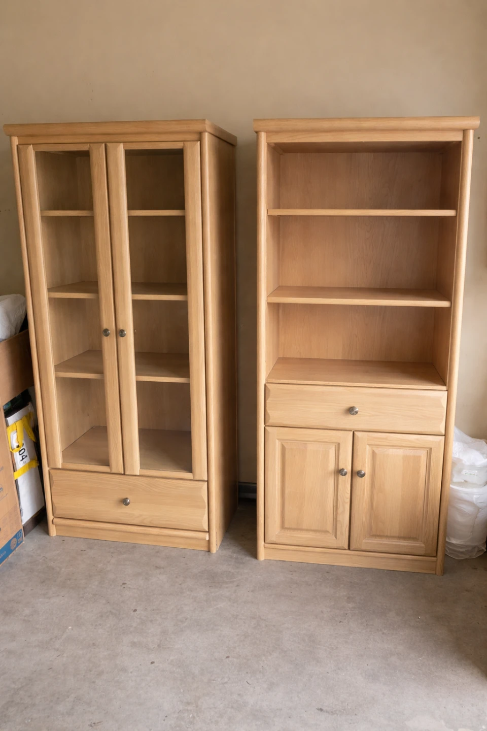 Light Wood Display Cabinet and Bookcase