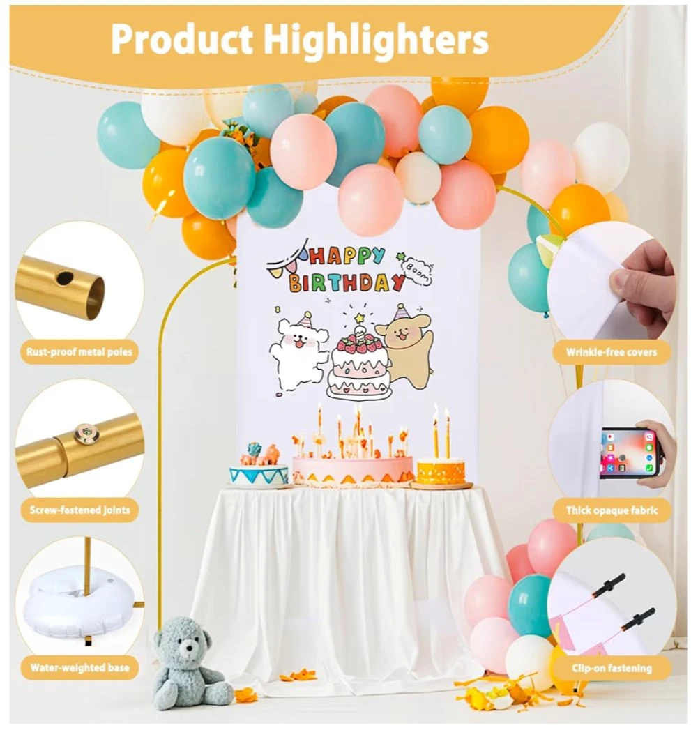 ✨ BRAND NEW Set of 3 Metal Arch Backdrop Stands + Covers - photo 4