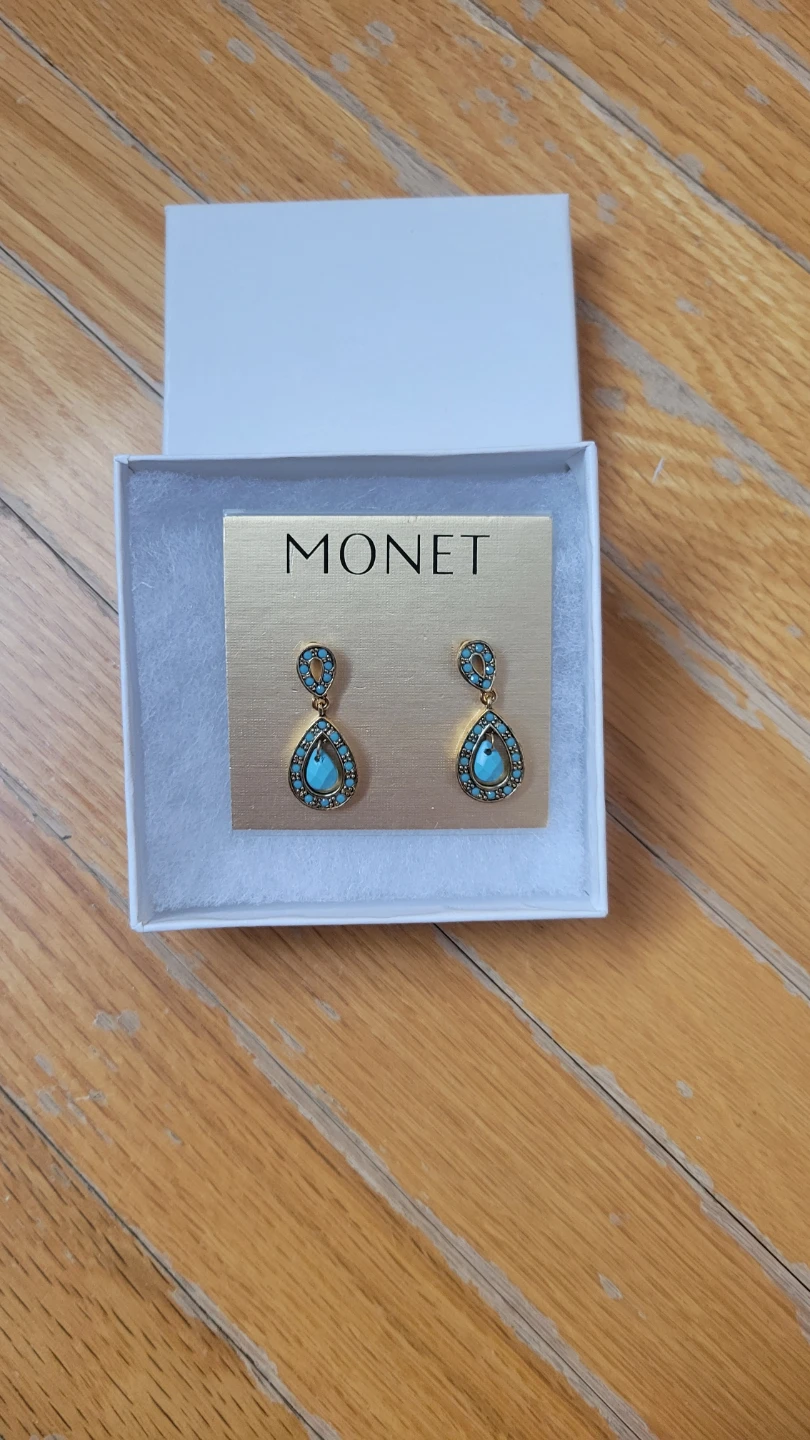 Monet Teardrop Turquoise Dangle Earrings