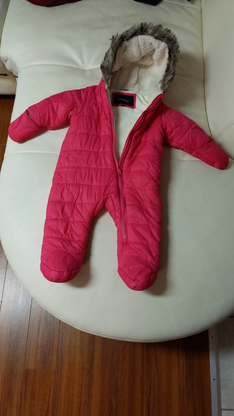 George Pink Puffer Snowsuit - 6-12 Months