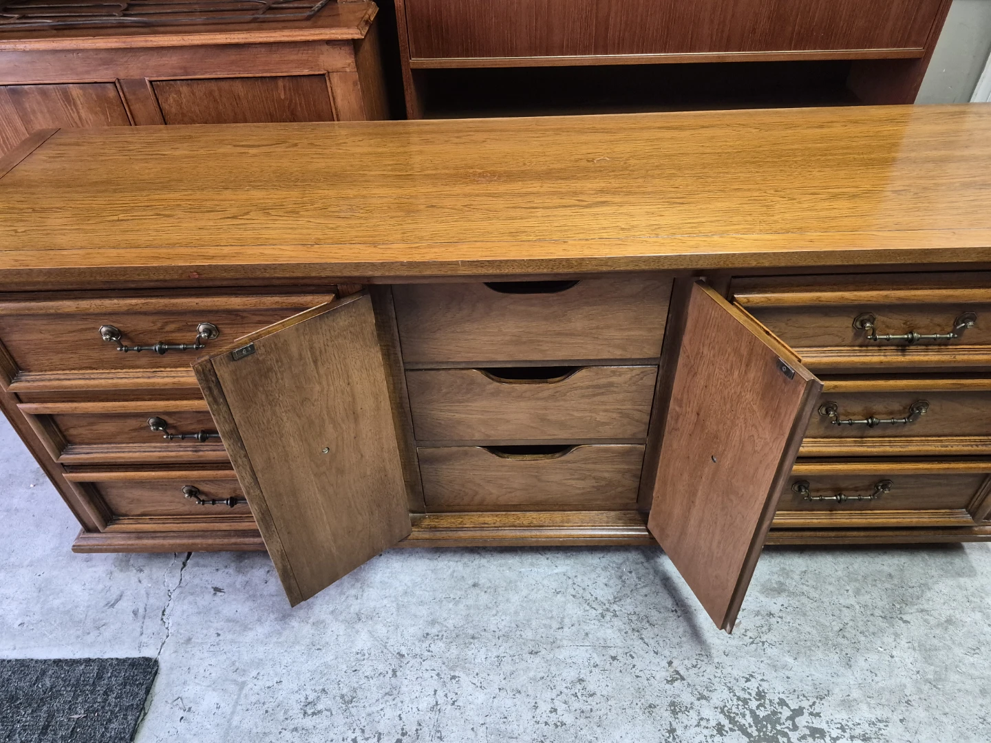 Wooden Dresser with 9 Drawers and Cabinet Space - photo 4