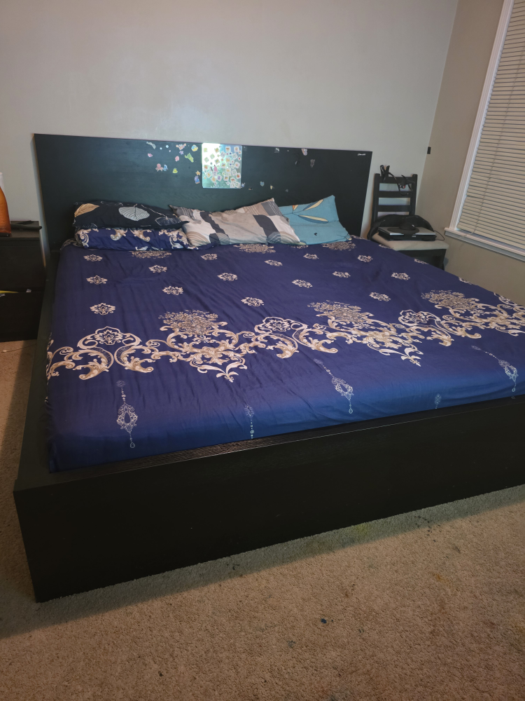Black King Size Bed Frame with Headboard - photo 2