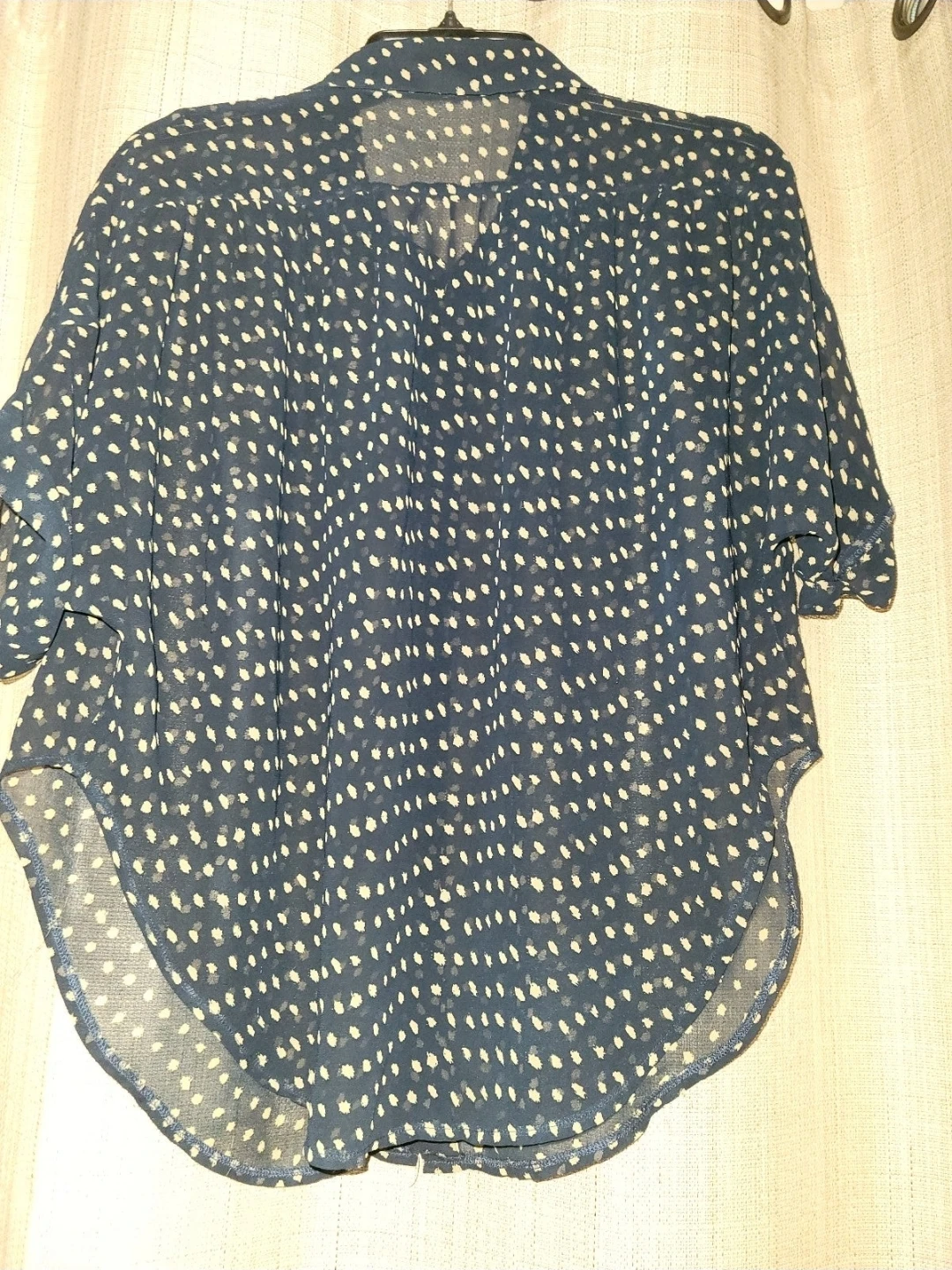 Blue polka dot button-up blouse - photo 2