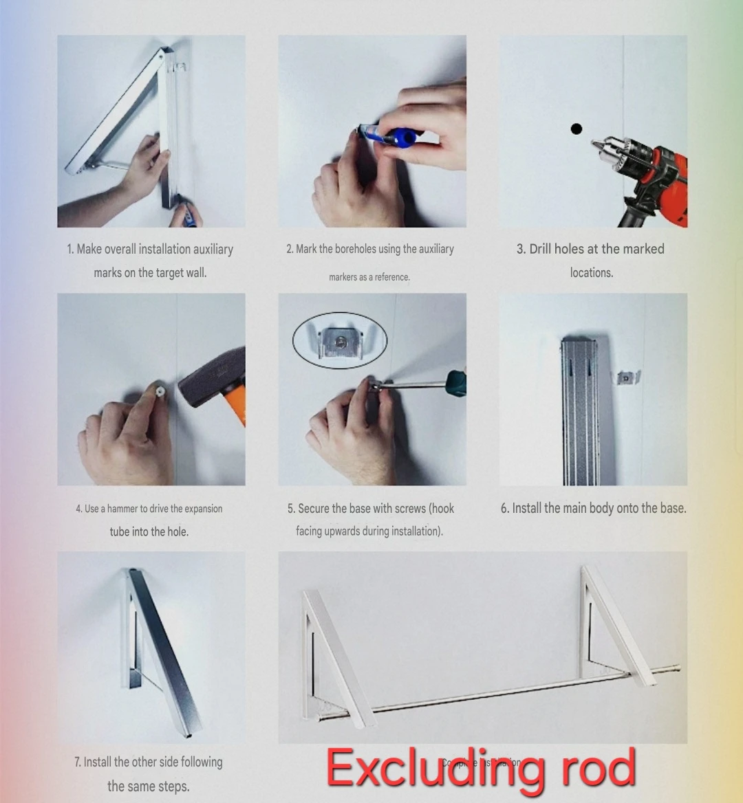 Foldable Drying Rack Wall Mounted Laundry Clothes Hanger - photo 4