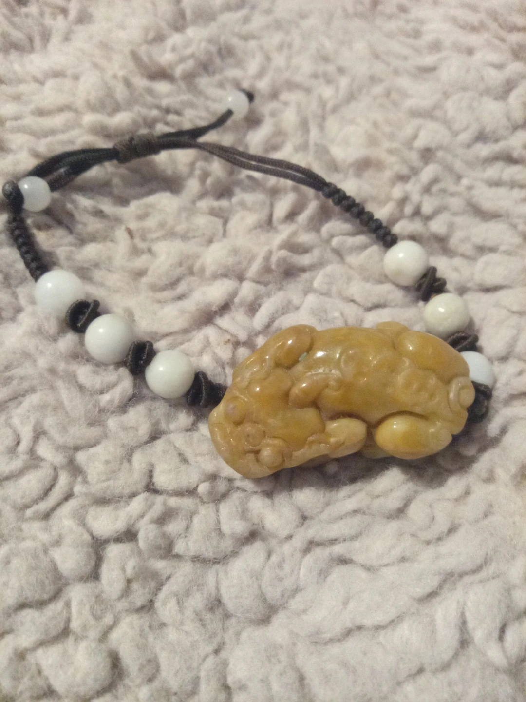 Carved Stone and Bead Bracelet