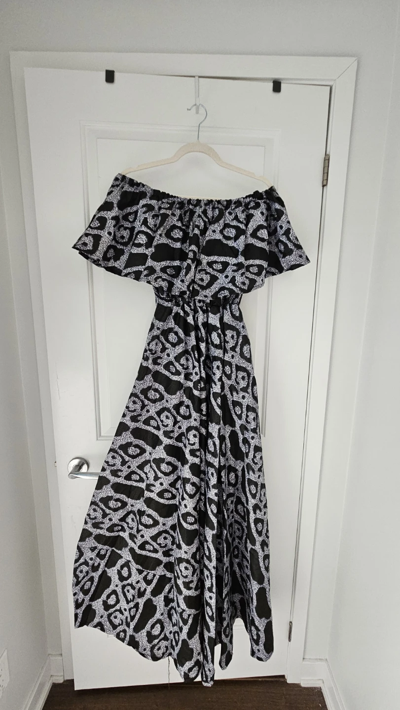 Women's Off-Shoulder Leopard Print Maxi Dress, Medium