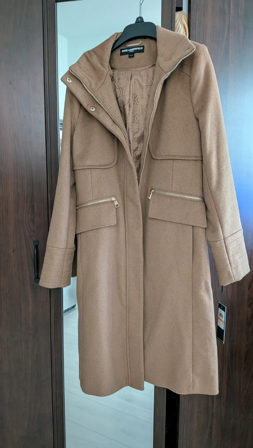 Karl Lagerfeld Women's Wool Blend Coat - Tan, Size S/P