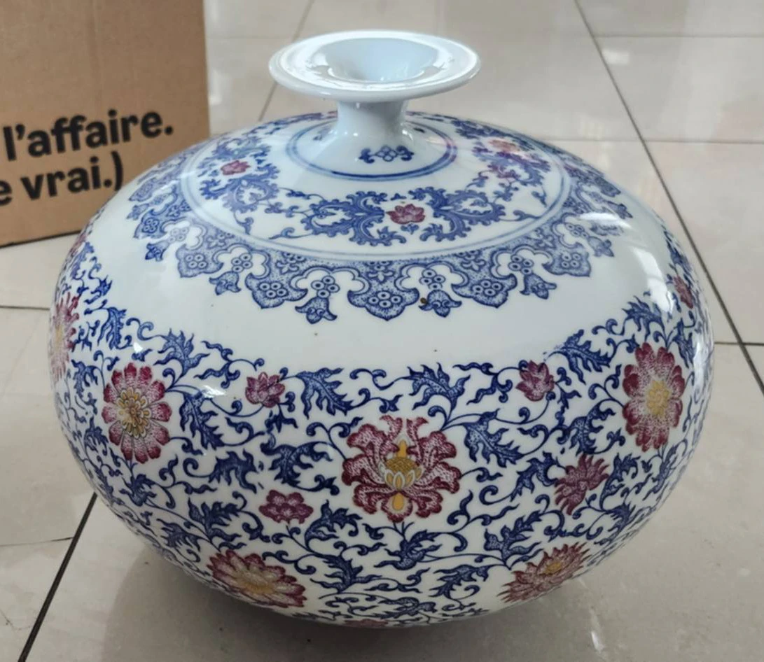 Decorative Blue and White Floral Vase