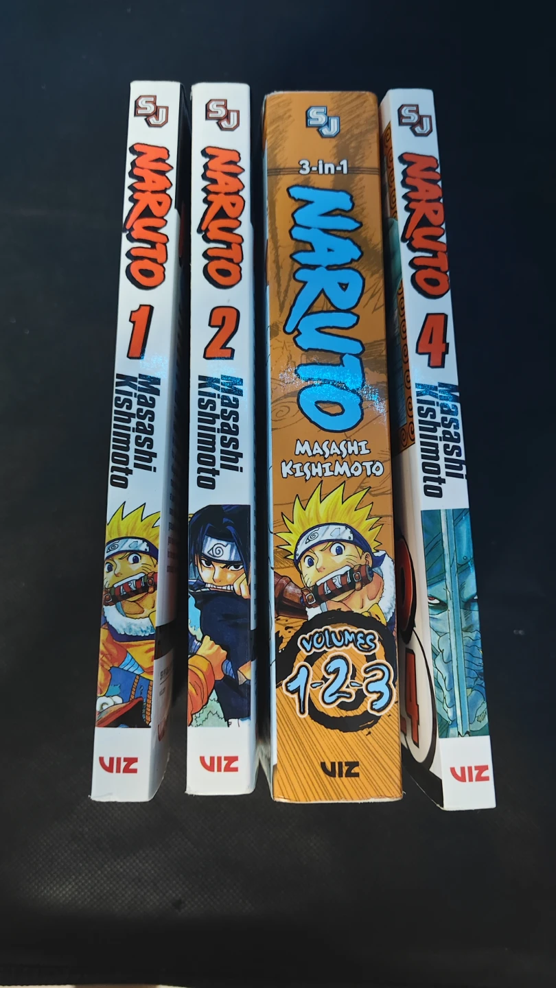 Naruto Manga Volumes 1-4 + 3-in-1 Collection (cash only)