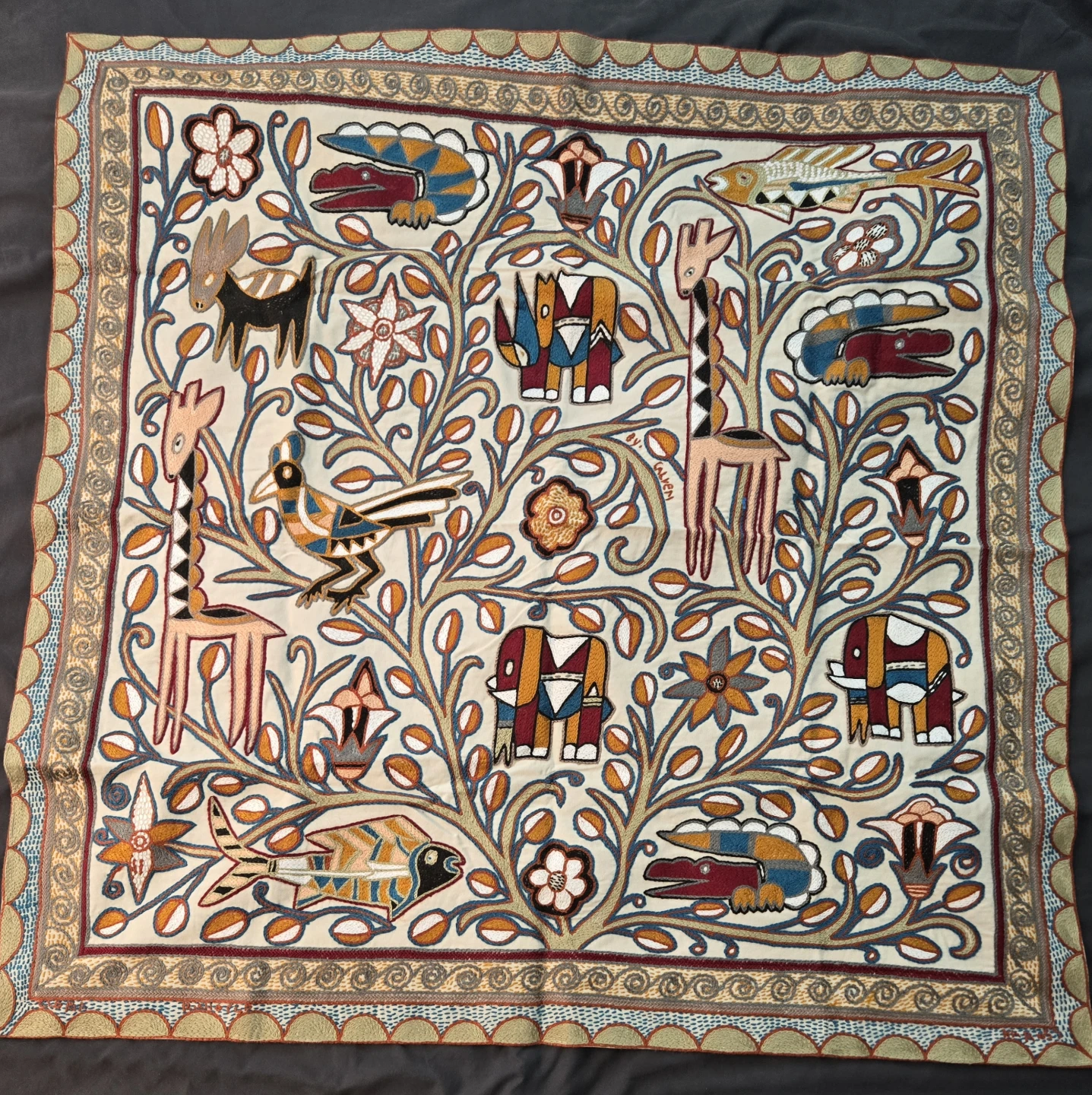 South African embroidered wall hanging