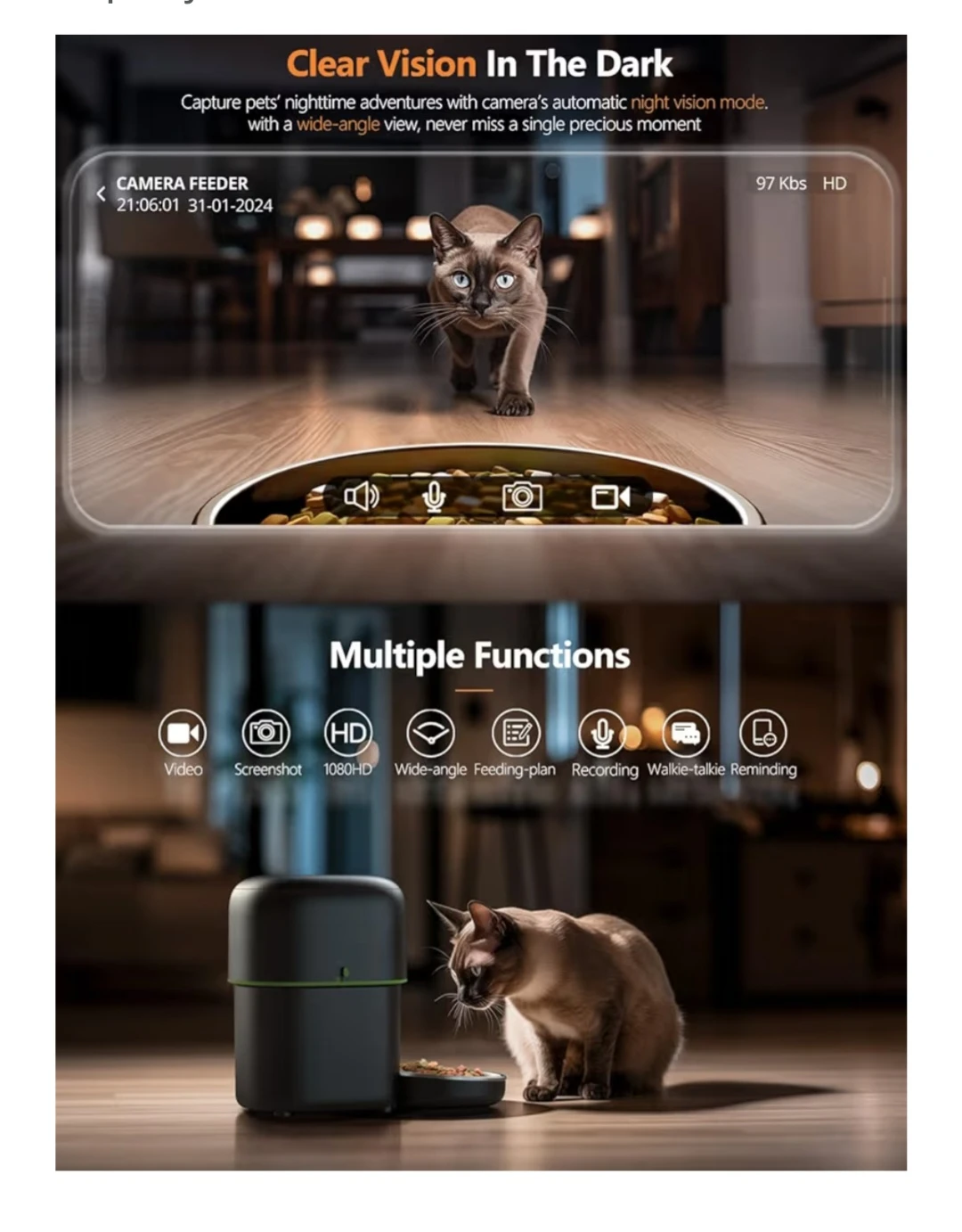 *NEW* YUPOSL Automatic Pet Feeder with Camera - photo 4