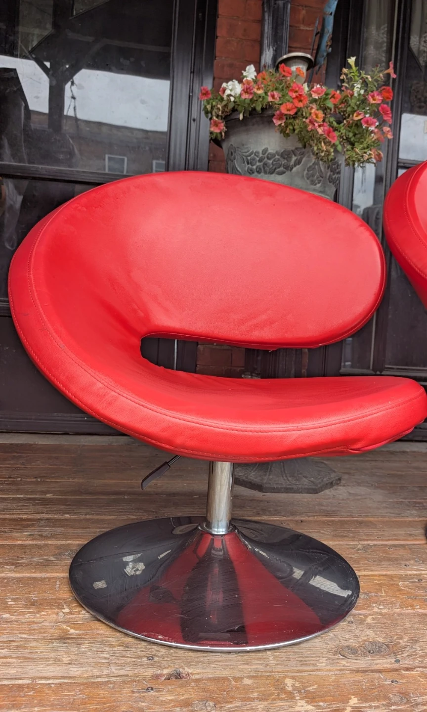 Red Swivel Accent Chair, adjustable height. Hair pair - photo 3