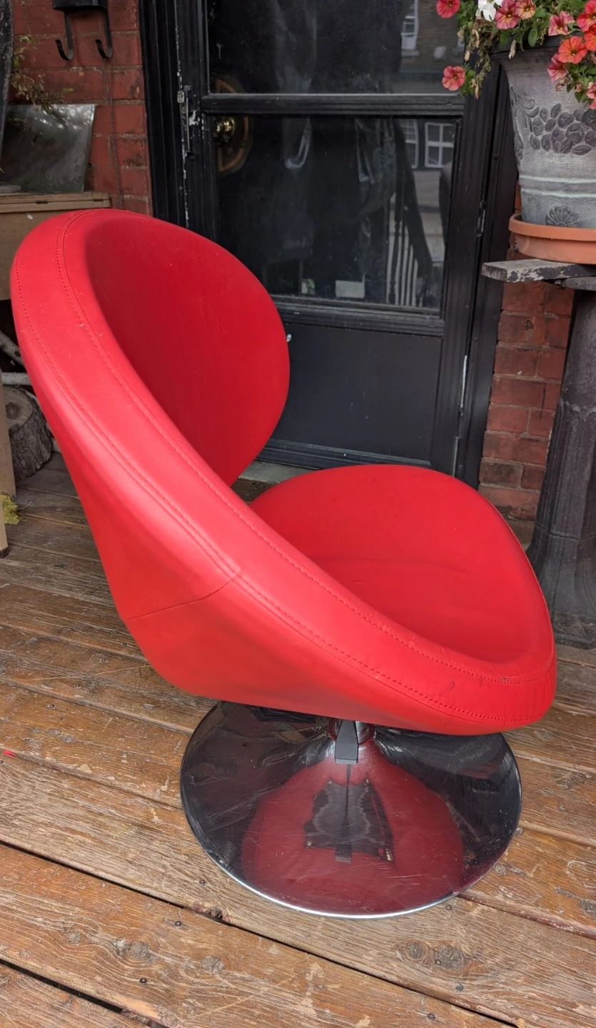 Red Swivel Accent Chair, adjustable height. Hair pair - photo 4