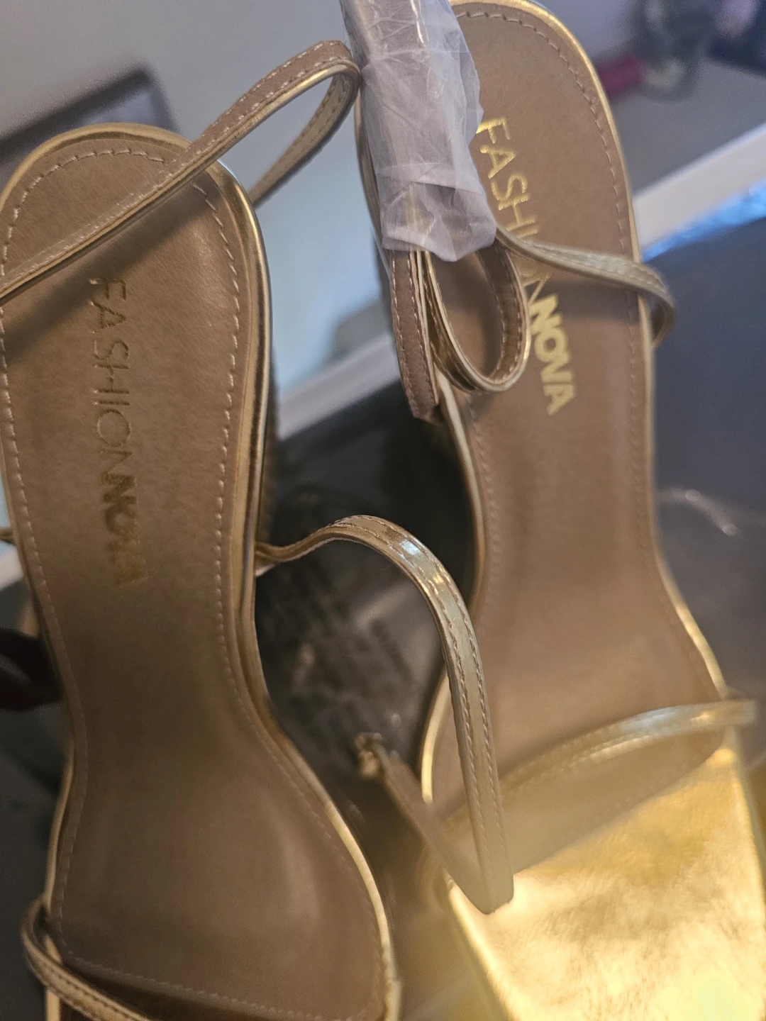 Fashion Nova Gold Strappy Heels Size 7.5 - photo 2