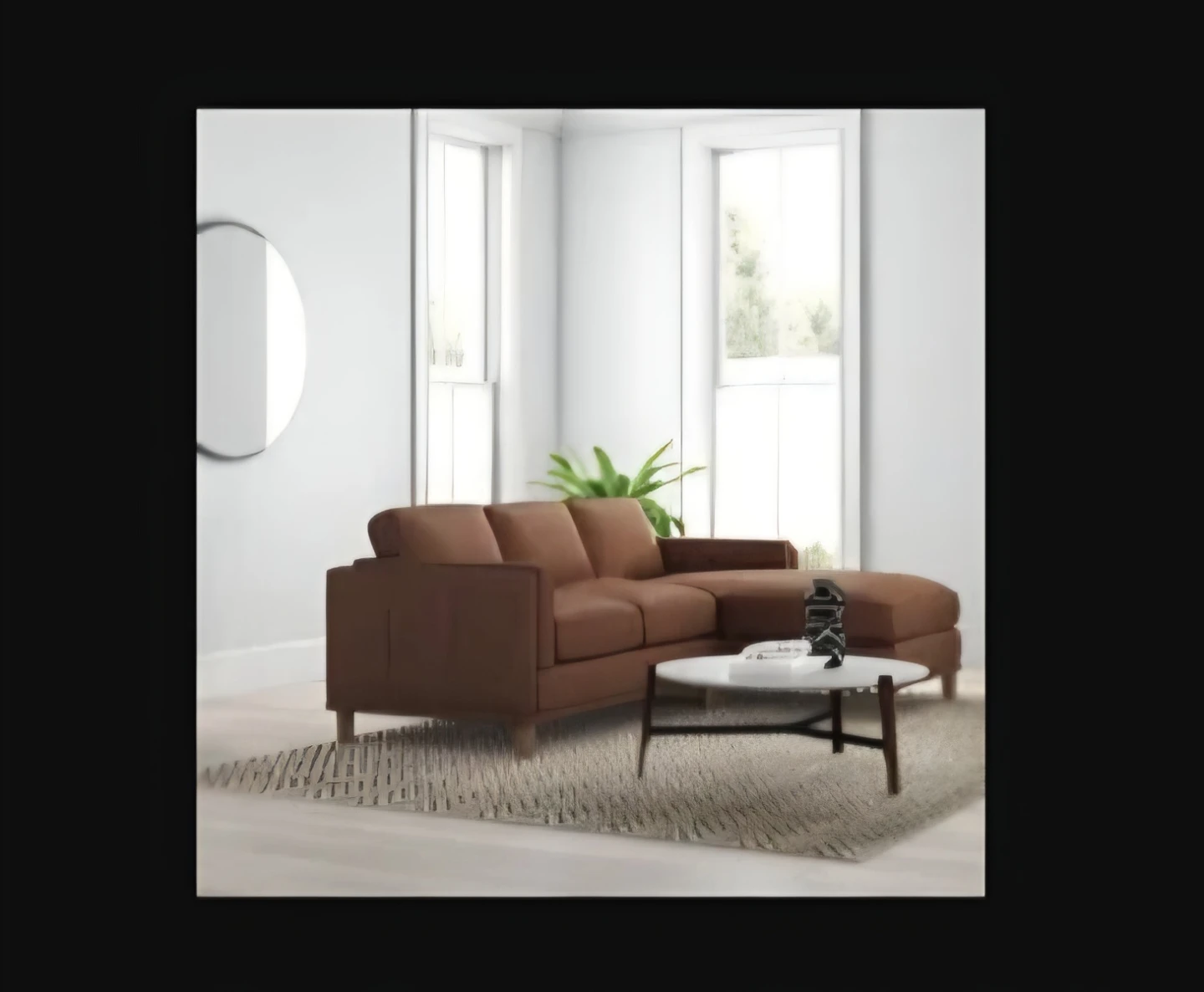Brown Faux Leather Sectional Sofa with Chaise - photo 2