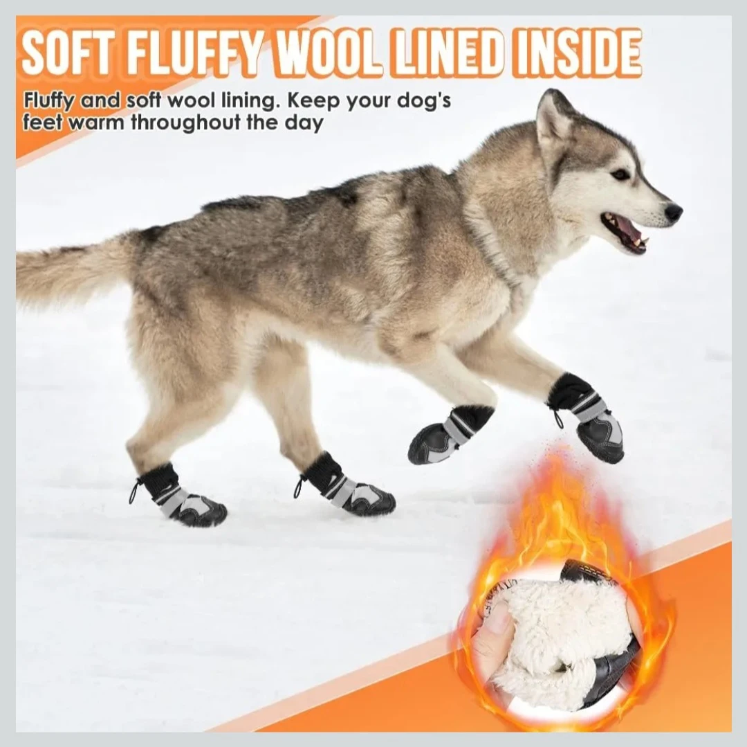 Dog Boots, Winter Warm Dogs Shoes , Waterproof Paw Pro... - photo 2