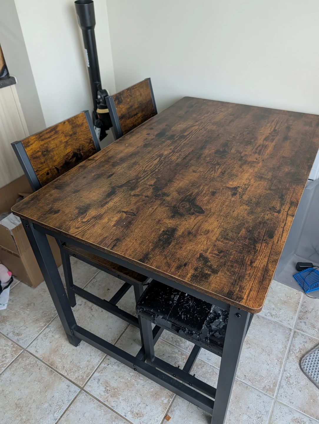 Wood Top Dining Set with Stool and Chairs