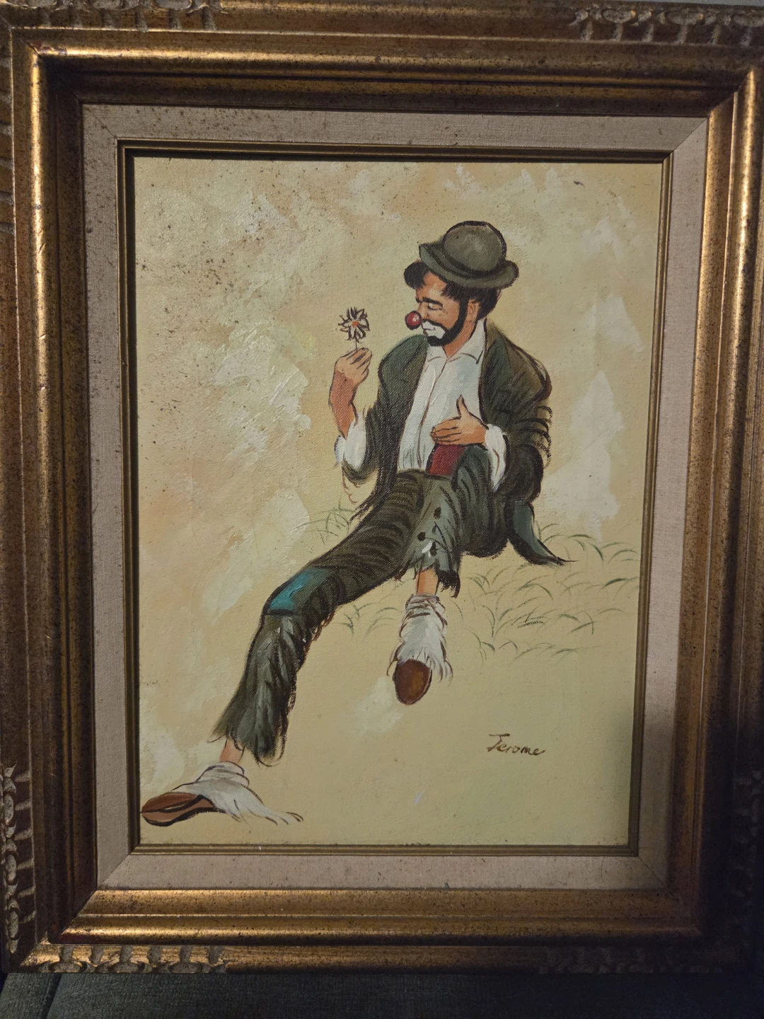 Vintage Framed Painting "Sad Clown" by Jerome - photo 2
