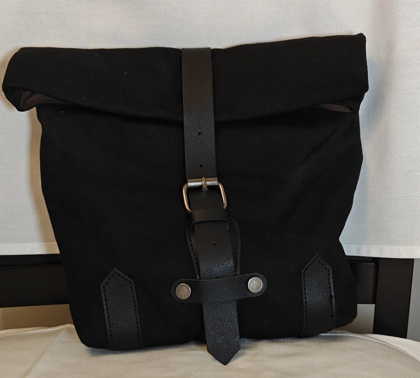 Black Canvas Roll Top Pannier Bag - photo 3