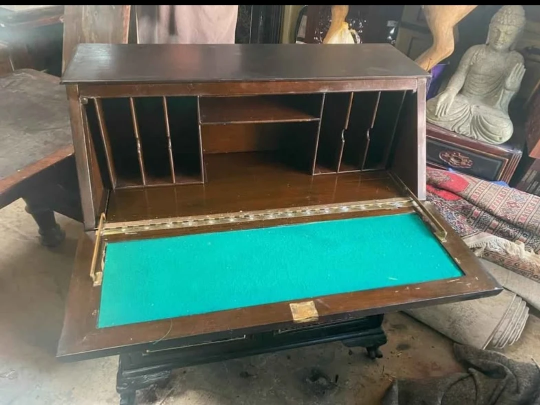 Antique Carved Wood Secretary Desk - photo 3