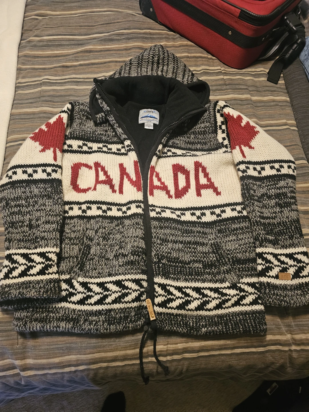 Ark Imports Canada Maple Leaf Wool Zip-Up Jacket