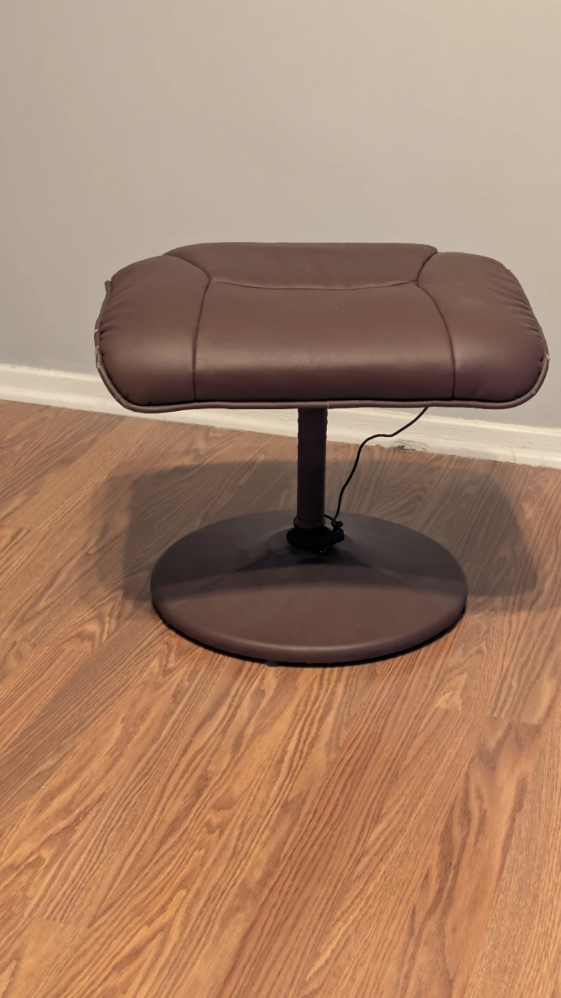 Brown Faux Leather Swivel Footstool Ottoman - photo 3