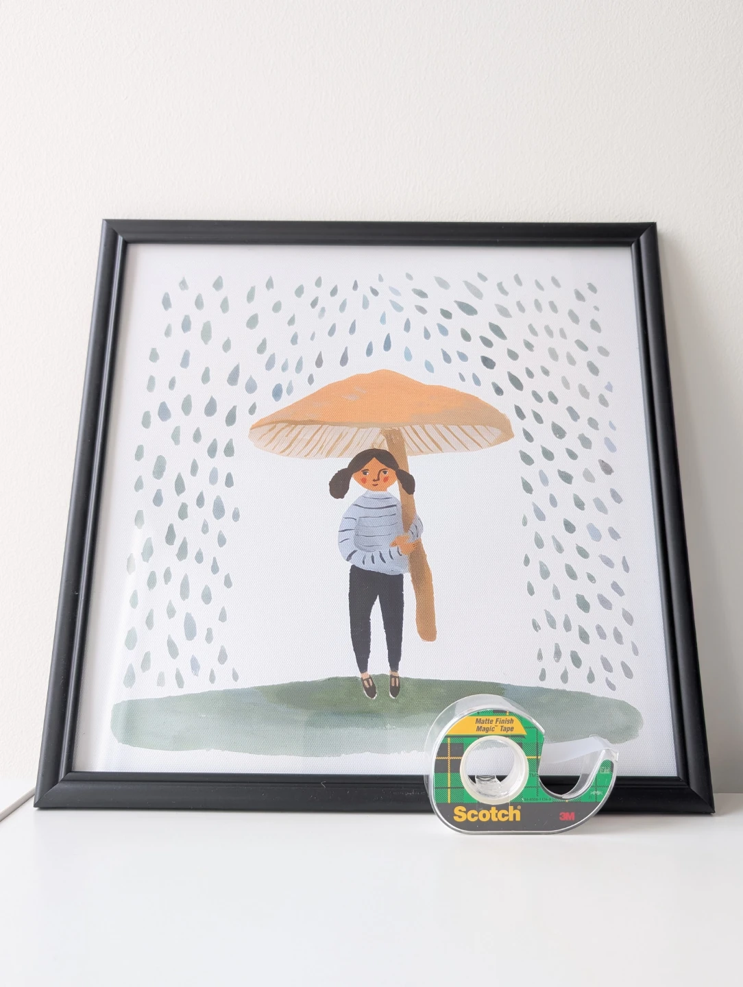"It Rains" Framed "Girl with Mushroom Umbrella" canvas Print - photo 3