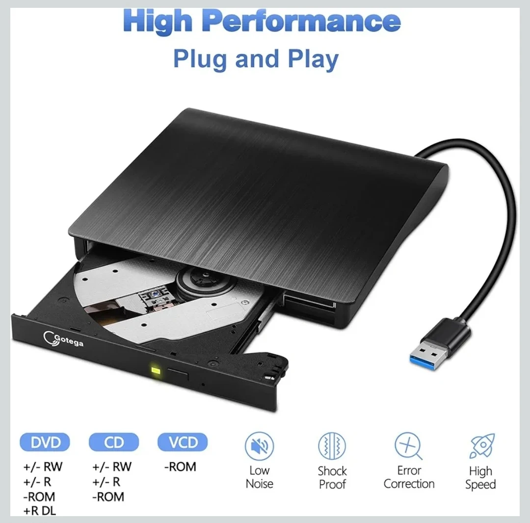 External DVD Drive USB 3.0 CD/DVD Burner Player for PC / Mac - photo 5