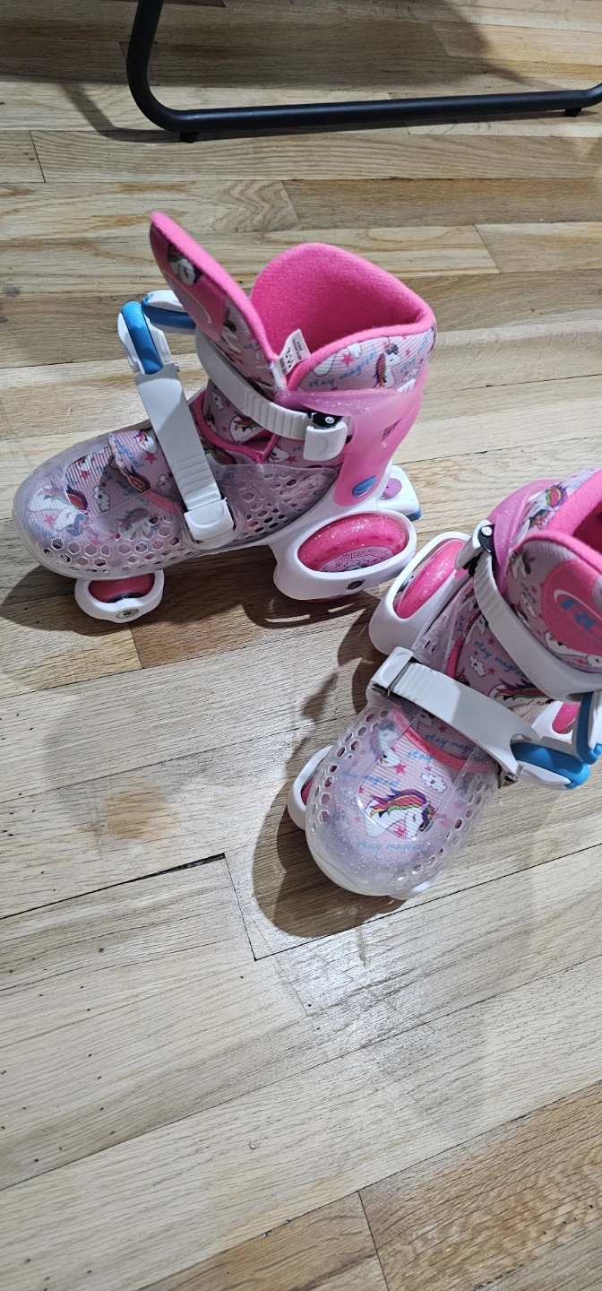 Kids Pink Unicorn Adjustable Roller Skates Size Small - photo 2