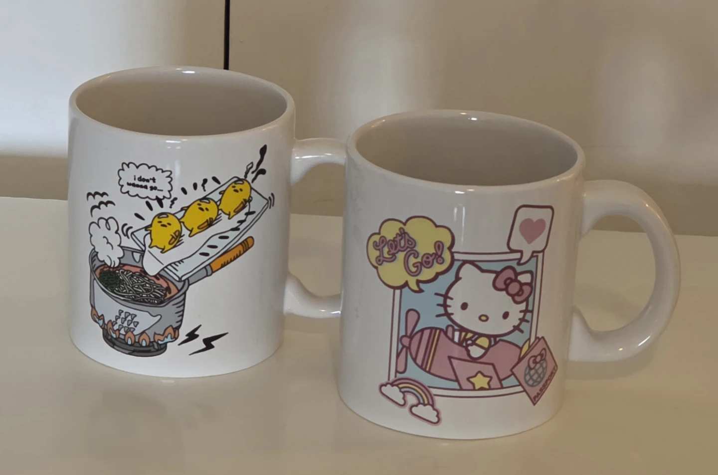 Sanrio Gudetama & Hello Kitty Ceramic Mugs (Set of 2)