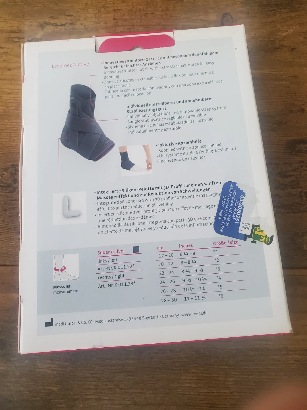 Right, Medi Levamed active Ankle Support - Size IV - Silver - photo 2