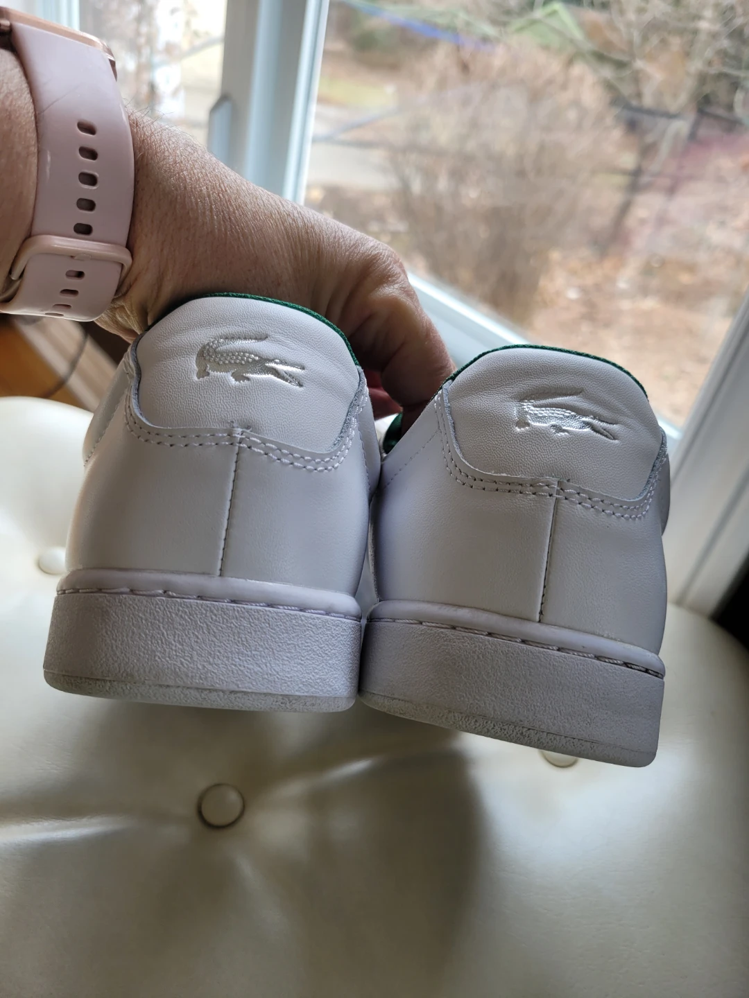 Lacoste White Leather Sneakers with Green Trim - photo 5