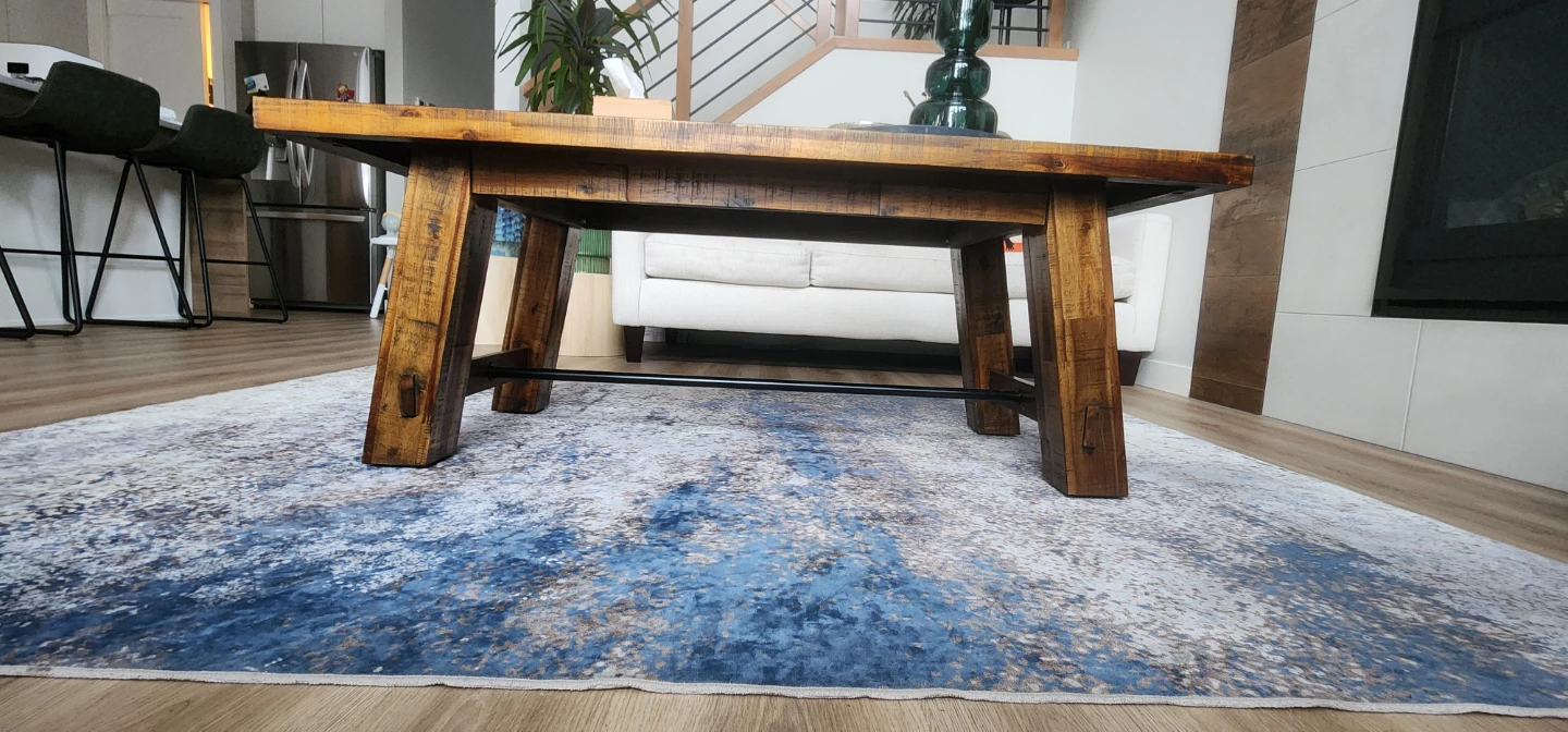 Galveston 50" Rustic Coffee Table with Casters - Brown Woodgrain - photo 2