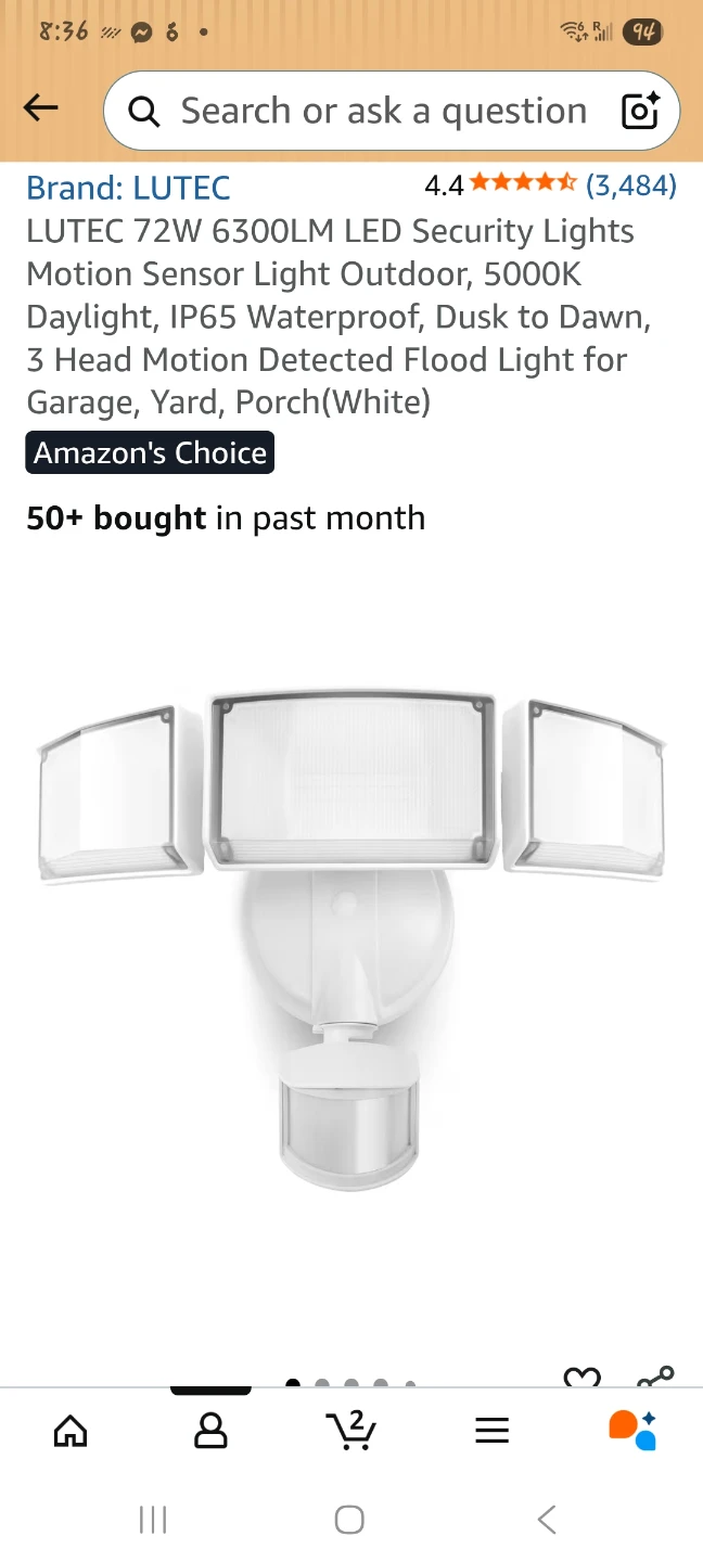 72W LED Motion Sensor Security Light