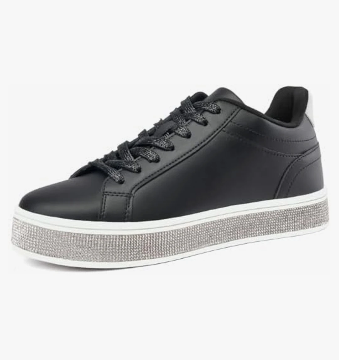 Rhinestone Platform Sneakers Womens US 7 Black