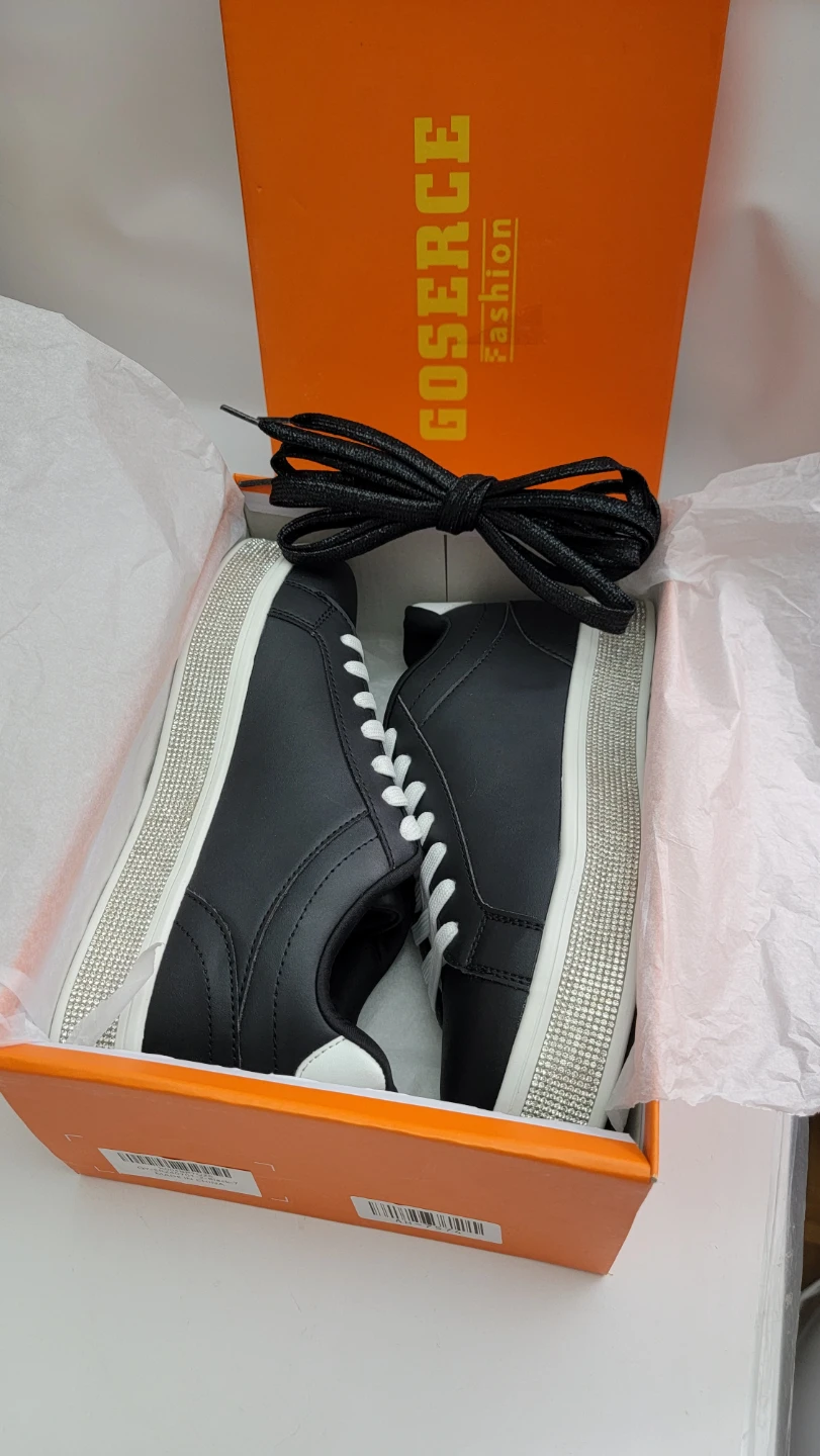 Rhinestone Platform Sneakers Womens US 7 Black - photo 2