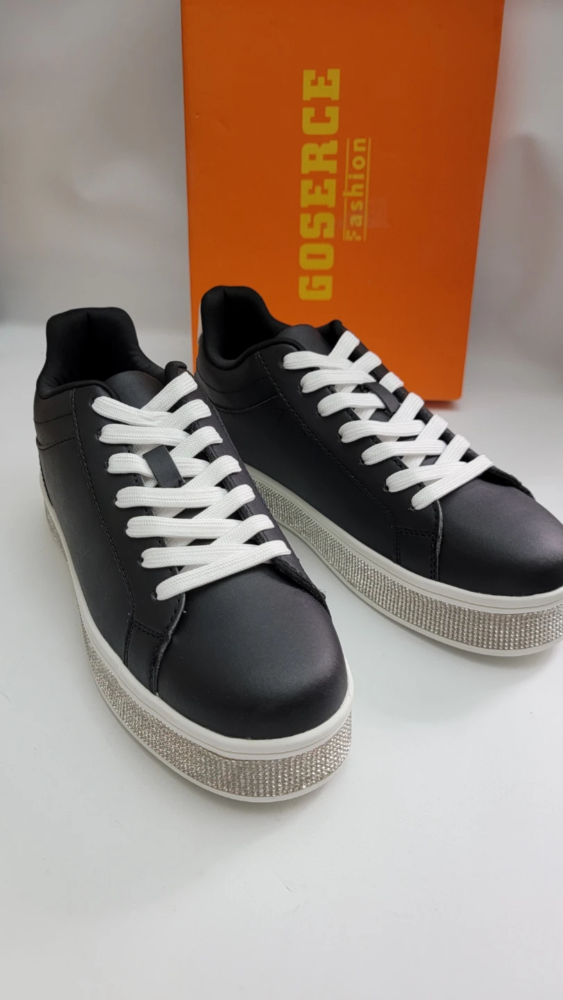 Rhinestone Platform Sneakers Womens US 7 Black - photo 3