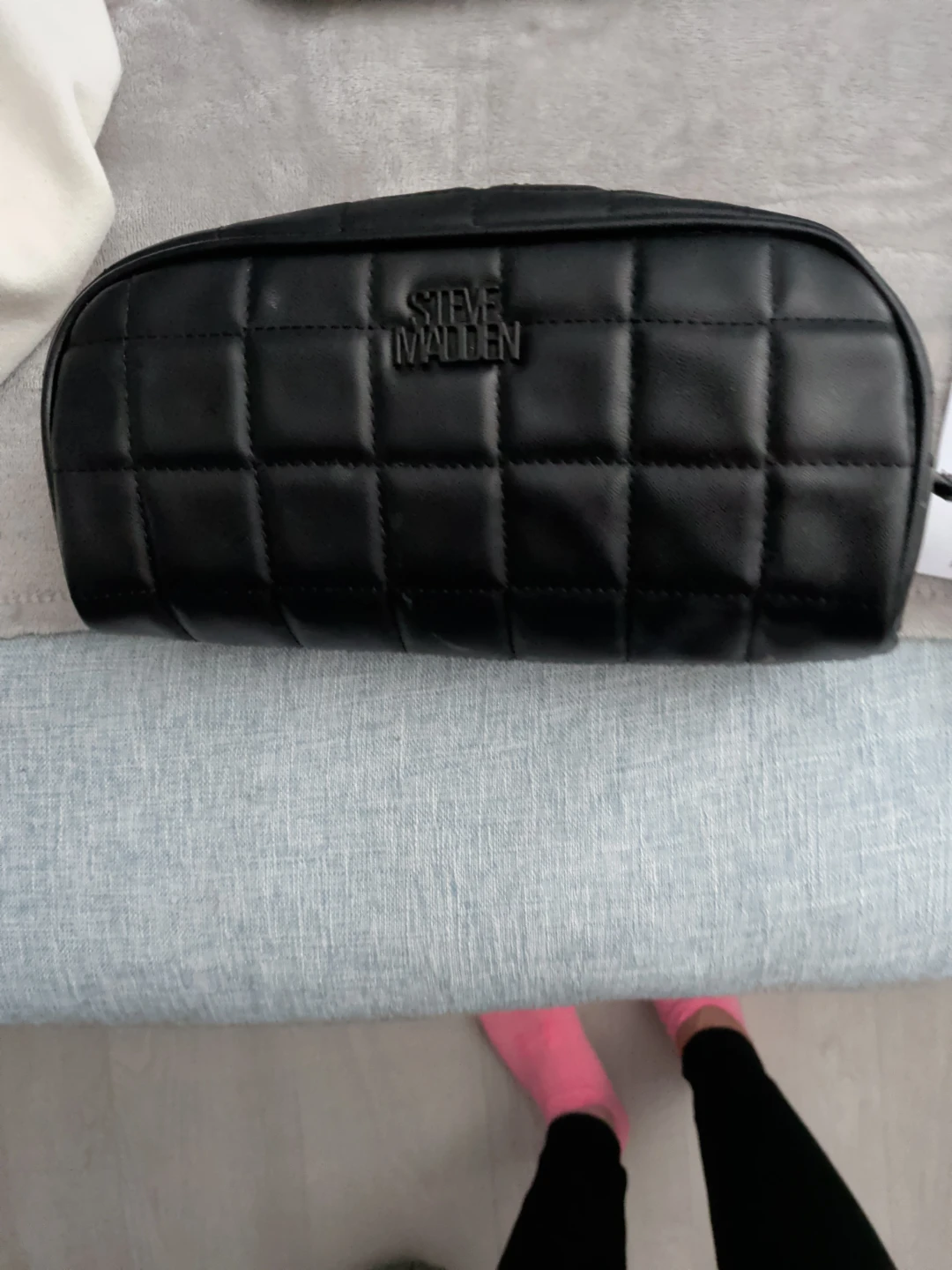 Steve Madden Black Quilted Cosmetic Bag