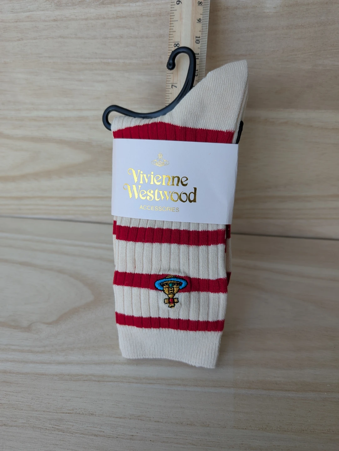 BNWT Vivienne Westwood Striped Socks Cream/Red Size 22.5-24.5cm
