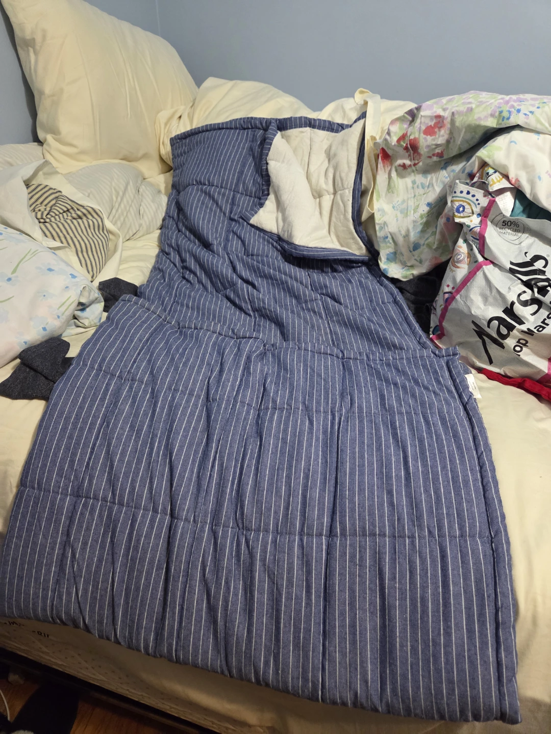 Blue Striped Weighted Blanket
